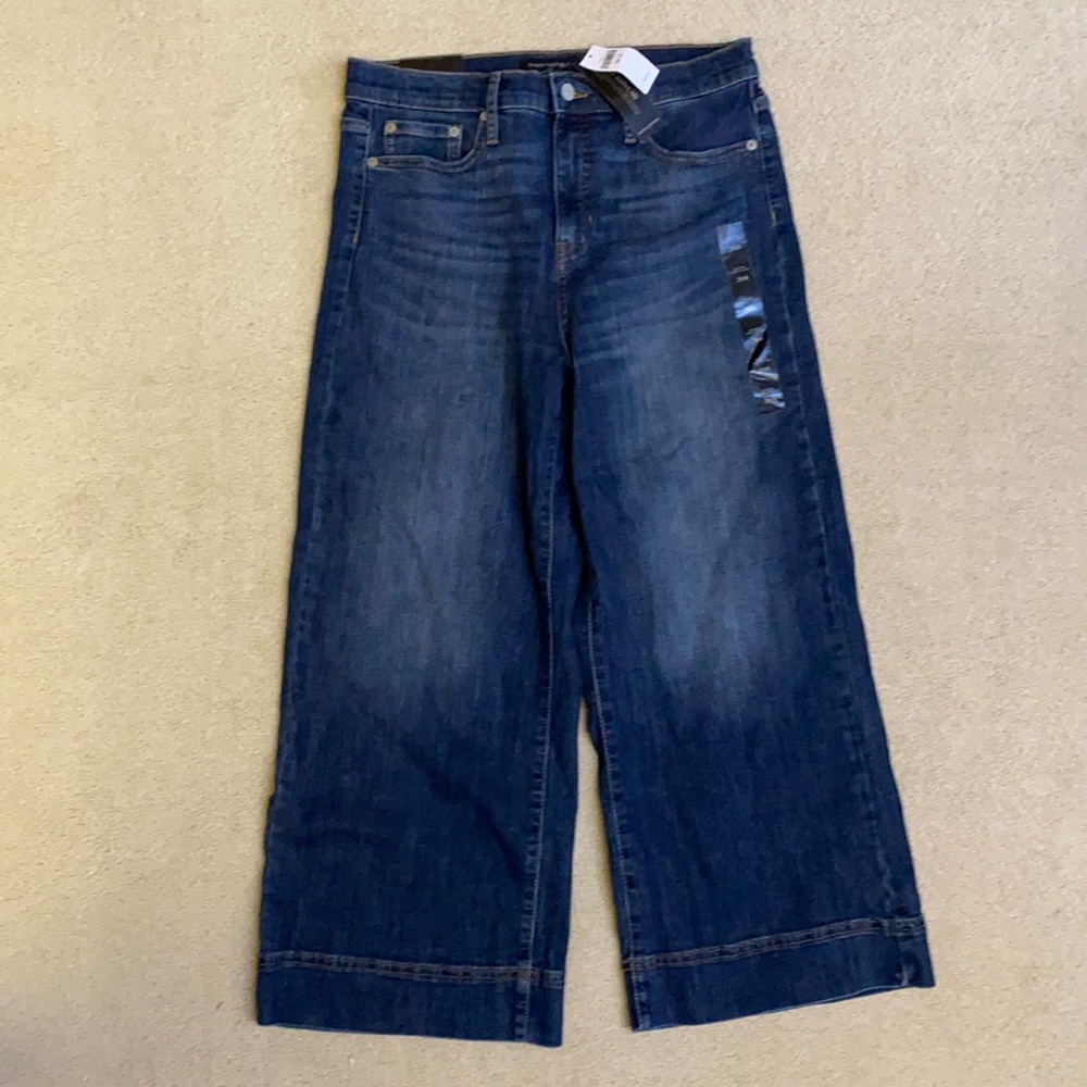 Wide leg cropped dark denim jeans NWT Banana Republic Factory